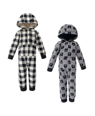 bear hooded fleece jumpsuit