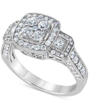 image of Diamond Triple Halo Cluster Engagement Ring (1-1/5 ct. t.w.) in 14k White Gold