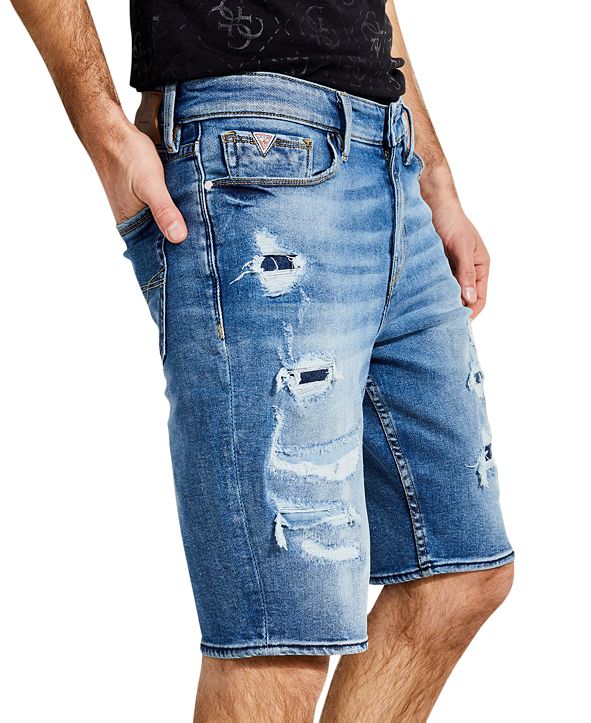 GUESS Men's Slim-Fit Stretch Destroyed Denim Shorts & Reviews - Shorts ...