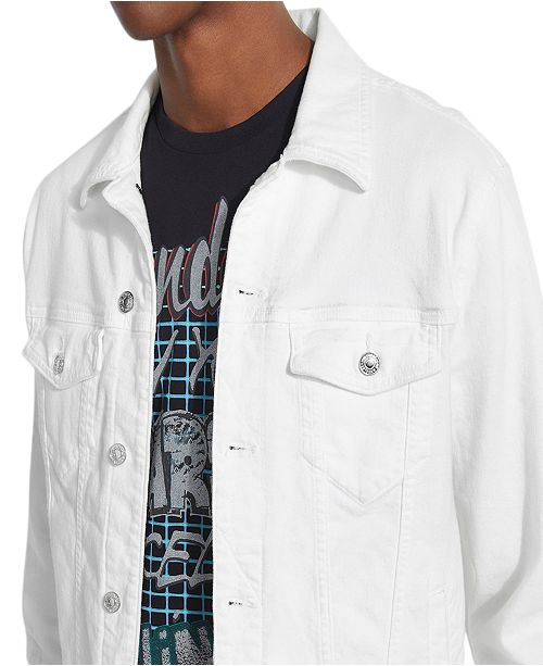 GUESS Men's Optic White Denim Jacket & Reviews Coats & Jackets Men