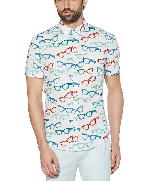 Original Penguin Men S Heritage Slim Fit Glasses Print Shirt