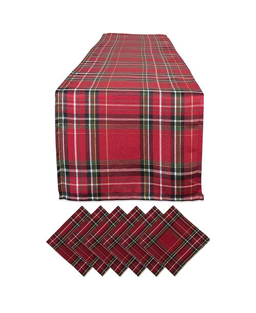 Design Imports Holiday Metallic Plaid Table Runner And Napkin Set