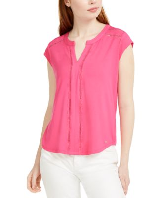 Tommy Hilfiger - Split-Neck Ladder Trim Top