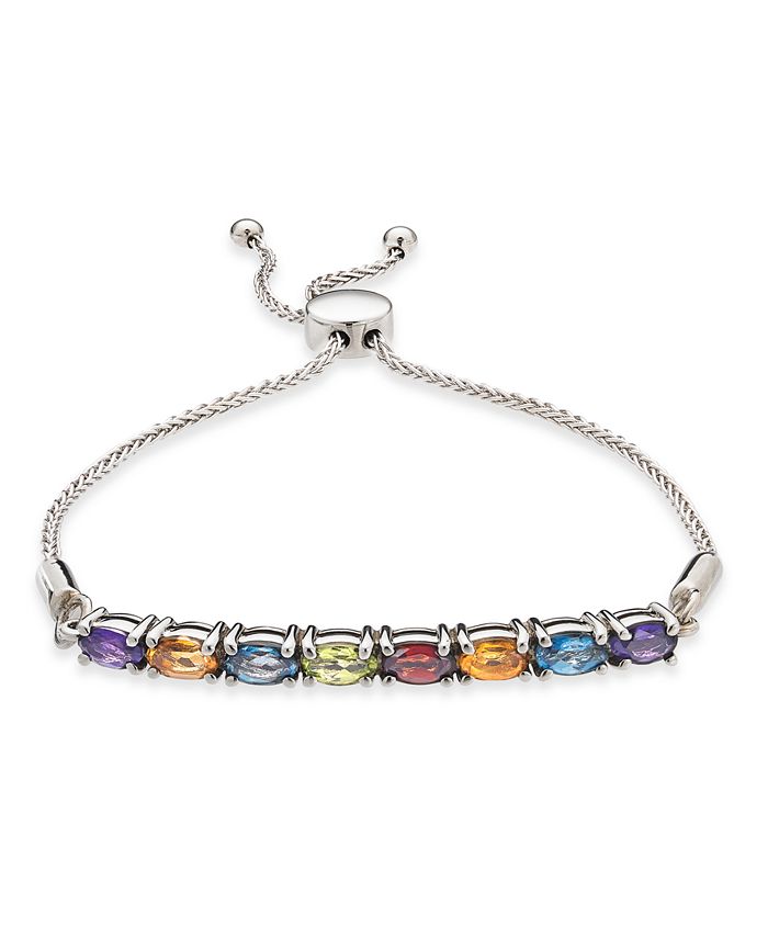 Macy's Multi-Gemstone Bolo Bracelet (2-3/8 ct. t.w.) in Sterling Silver ...