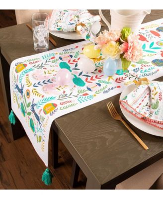 Easter Folk Garden Embellished Table Runner, 14 x 72"