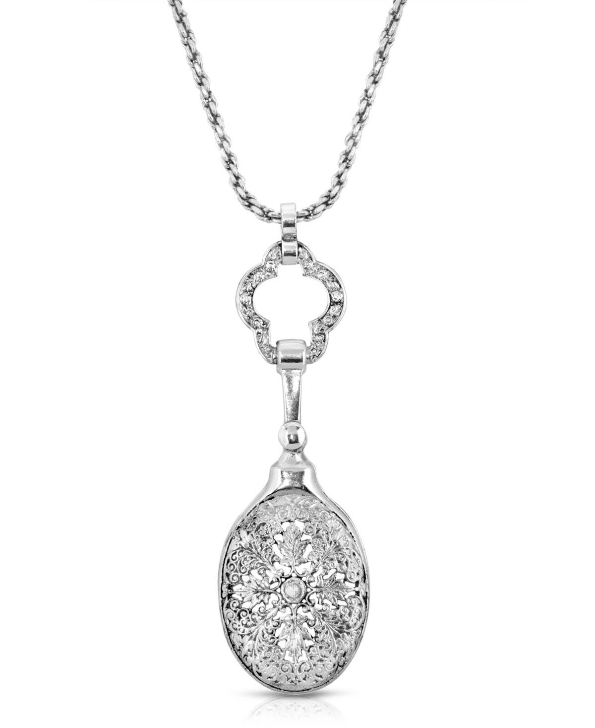 2028 Silver Tone Swivel Magnifying 32" Pendant In Silver