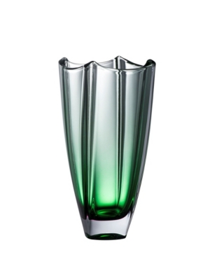 Galway Crystal Emerald Dune 10" Square Vase In Emerald