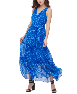 Dkny Printed Tiered Maxi Dress In Blue Multi