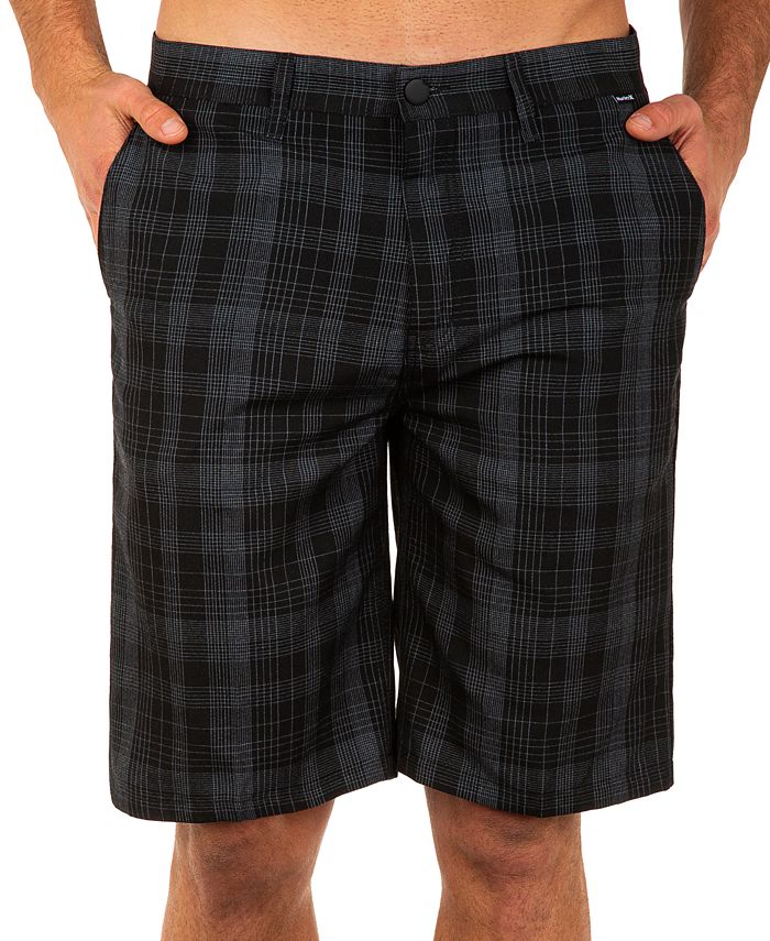 NEW Hurley tan khaki chino plaid walk shorts  sz 40 GRANADA  25" long 