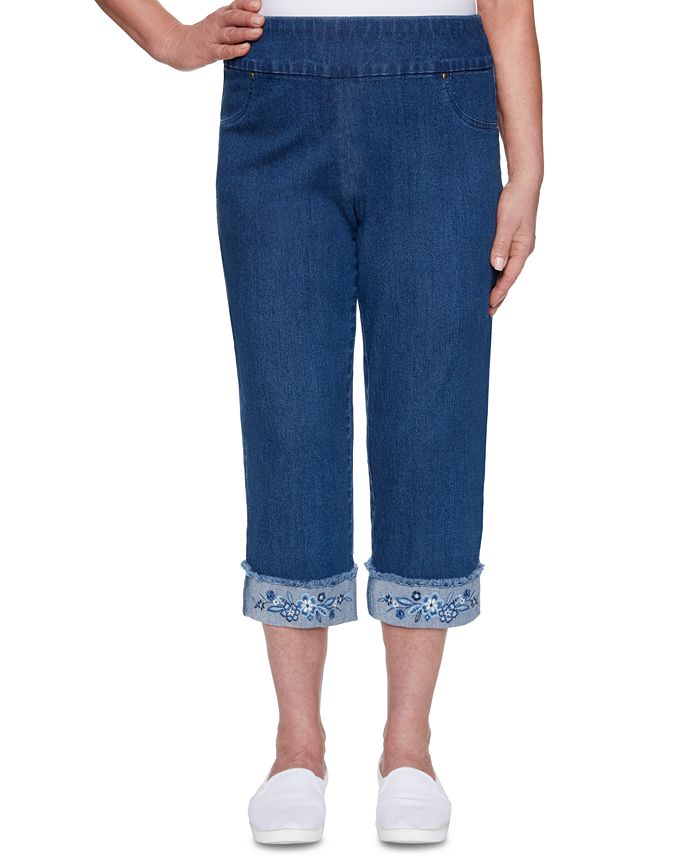Alfred Dunner Petite Petal Pushers Embroidered PullOn Jeans Macy's