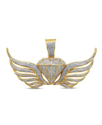 Macy's - Men's Diamond (1-1/3 ct. t.w.) Pendant in 14K Yellow Gold over Sterling Silver