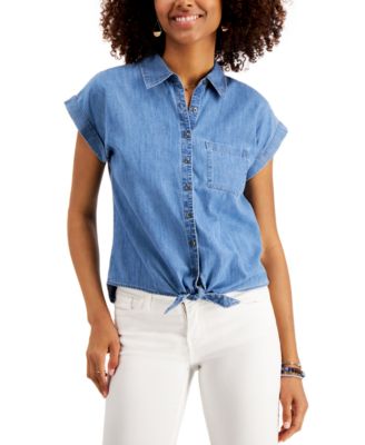 Style & Co - Tie-Waist Button-Front Shirt