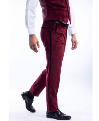 Men's Skinny Modern Fit Velvet Tuxedo Dress Pants
