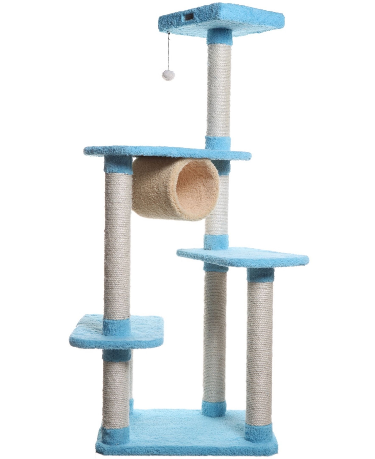 Real Wood Cat Climber, Cat Jungle Tree With Platforms - Sky Blue