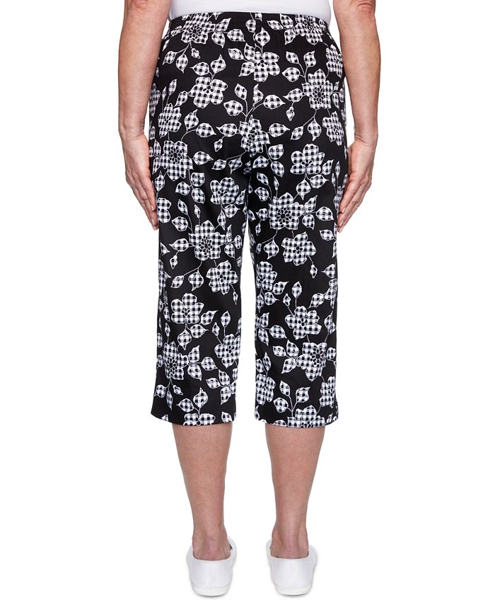 Alfred Dunner Petite Checkmate Floral Gingham-Print Capri Pull-On Pants ...