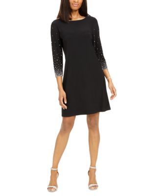 msk womens embellished short sleeve sheath dress MSK Women's Black Embellished Flutter-sleeve Sheath Dress Size M for sale  online