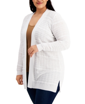 Belldini Plus Size Stitched Open-Front Cardigan Sweater