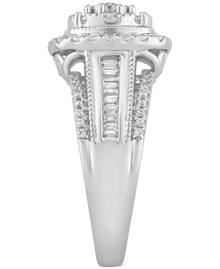 Macy's - Diamond Halo Cluster Engagement Ring (1 ct. t.w.) in 14k White Gold