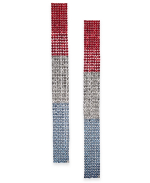 image of Thalia Sodi Silver-Tone Red, White & Blue Crystal Strip Linear Drop Earrings, Created for Macy-s