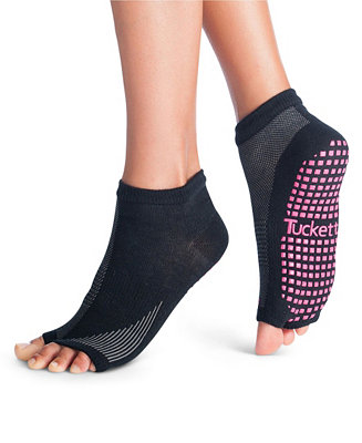 TUCKETTS Women's Open Toe Grip Sock for Pilates Barre Yoga Anklet
