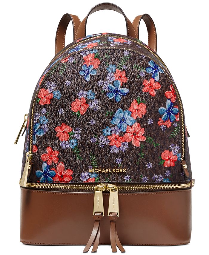 Michael Kors Rhea Signature Floral Zip Backpack & Reviews - Handbags &  Accessories - Macy's