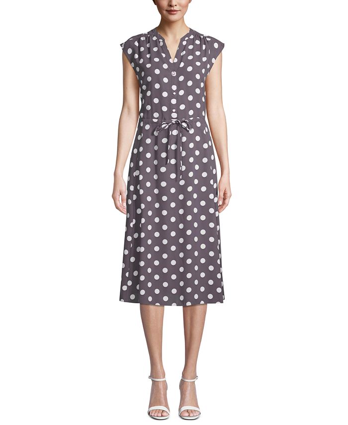 Anne Klein Polka Dot Cap Sleeve Dress Macy s