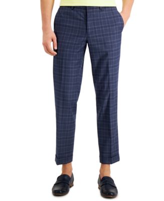 Bar III Men's Slim-Fit Stretch Plaid Cropped Dress Pants, Created for ...