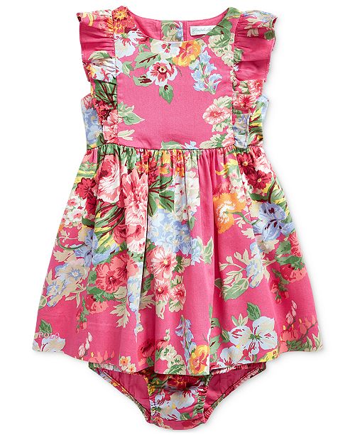 Polo Ralph Lauren Baby Girls Ruffled Floral Cotton Dress Bloomer