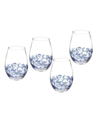 Blue Italian Wine Glasses Set of 4