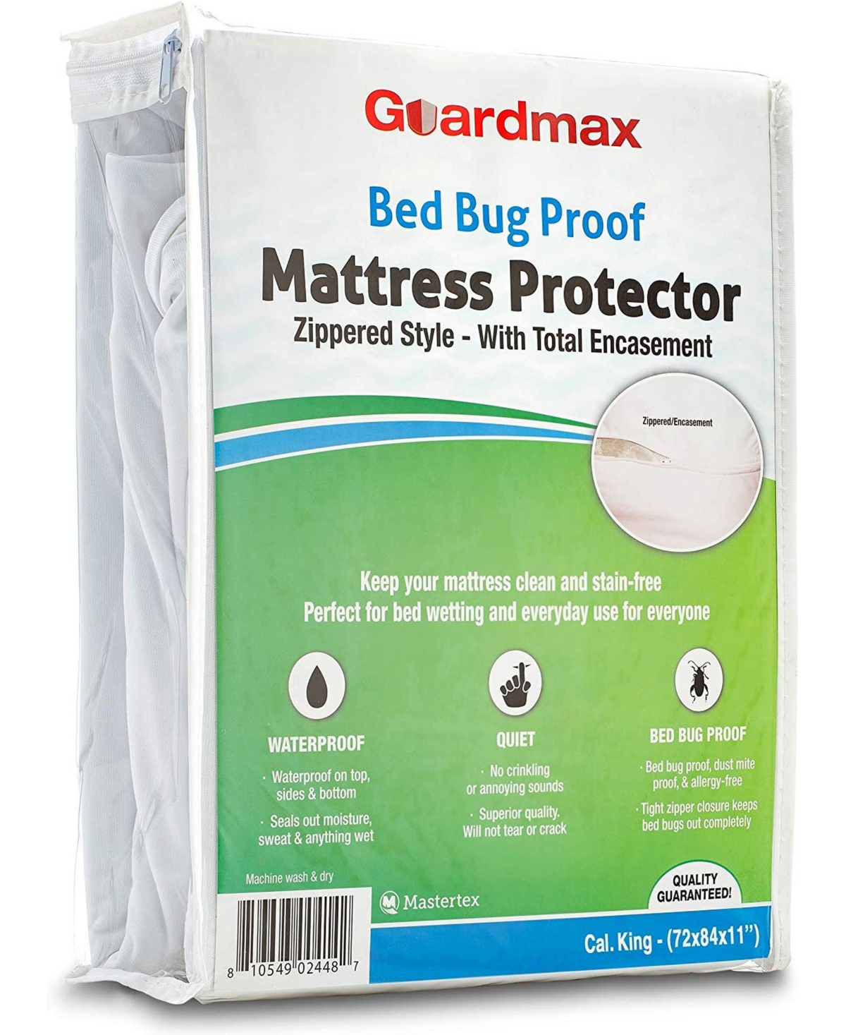 Guardmax Waterproof Zippered Mattress Encasement - Size (11-13 Deep) -- White