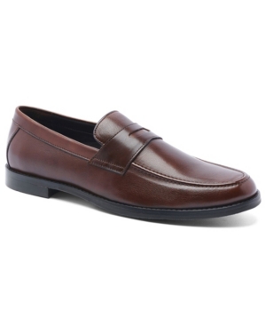 Shop Anthony Veer Men's Sherman Penny Loafer Slip-on Leather Shoe In Chocolate Brown