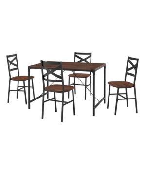 Walker Edison 5-Piece Angle Iron Dining Set with X Back Chairs