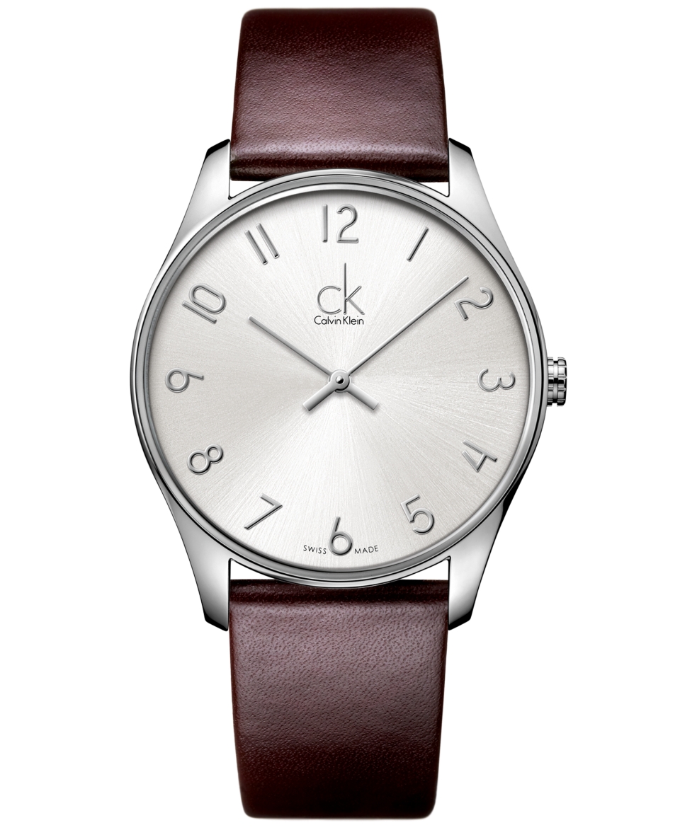 Calvin Klein Watch, Mens Swiss Classic Brown Leather Strap 38mm