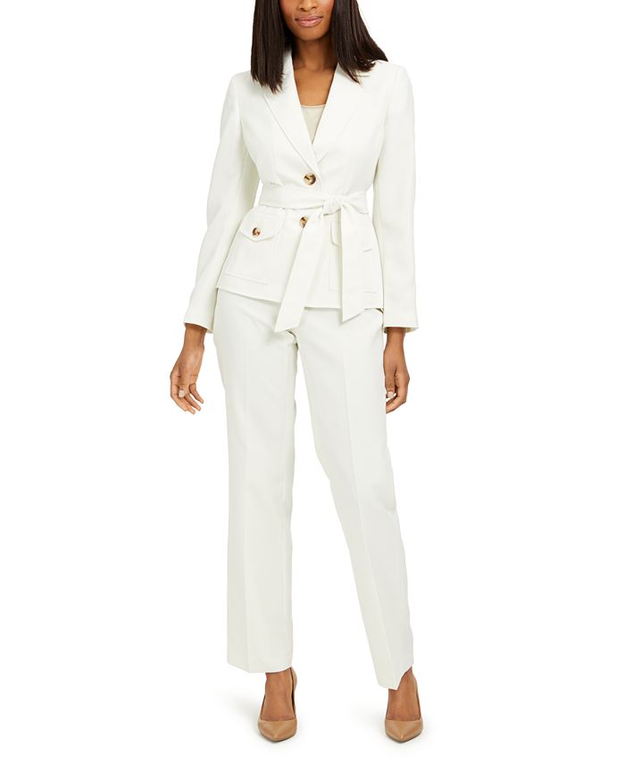 Le Suit Belted Pantsuit - Macy's
