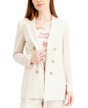Bar Iii Double-Breasted Linen Peak-Lapel Blazer Created for Macy's