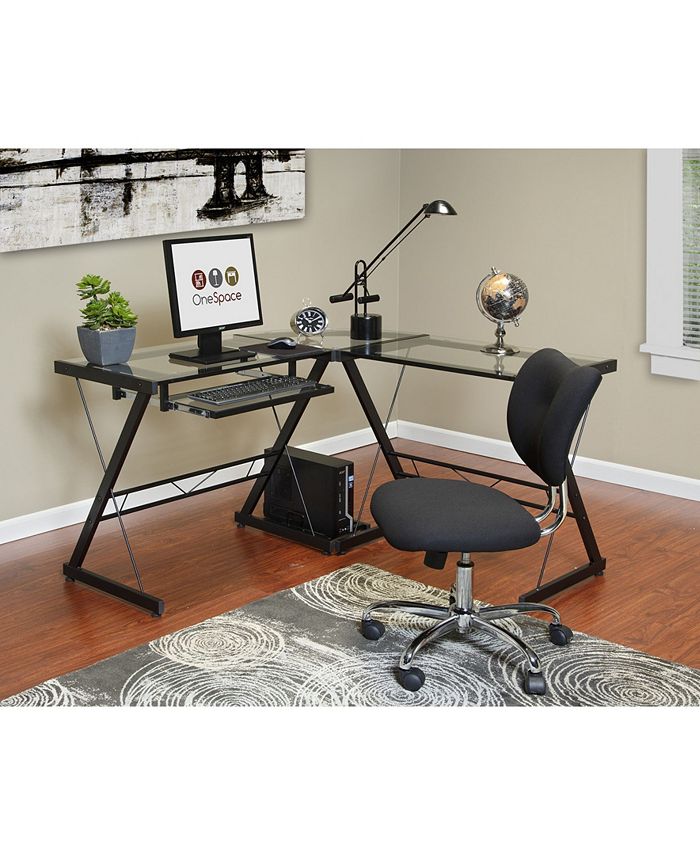 OneSpace Ultramodern Glass LShape Desk Macy's