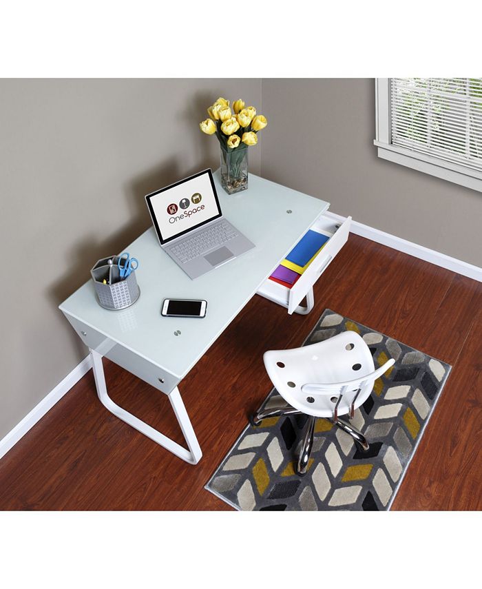 OneSpace Ultramodern Glass Computer Desk with Drawers Macy's