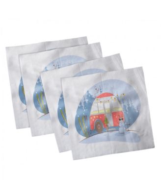 Ambesonne Vintage-Like Trucks Set of 4 Napkins, 12" x 12"