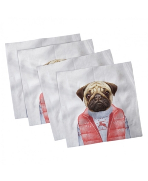 Ambesonne Pug Set of 4 Napkins 12