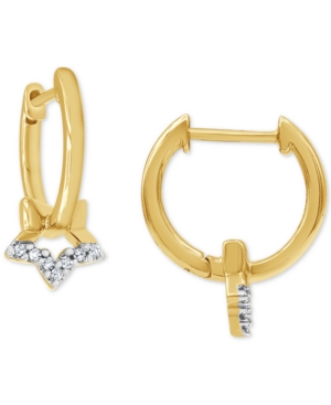 image of Diamond Star Dangle Hoop Earrings (1/20 ct. t.w.) in 10k Gold