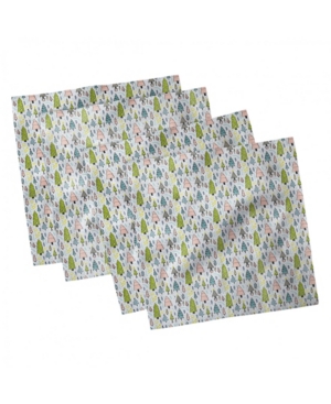 Ambesonne Christmas Tree Set of 4 Napkins 12