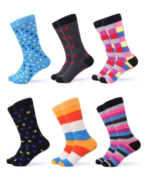 Gallery Seven Men's Funky Colorful Dress Socks Pack of 6
