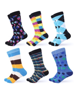Gallery Seven Men's Funky Colorful Dress Socks Pack of 6