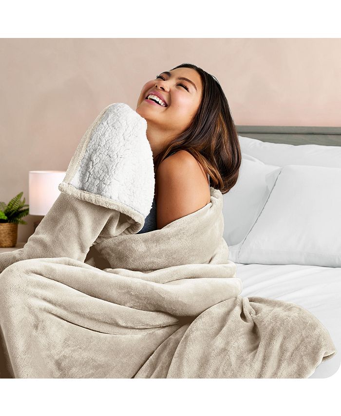 Bare Home Sherpa Fleece Blanket, Throw/Travel Macy's