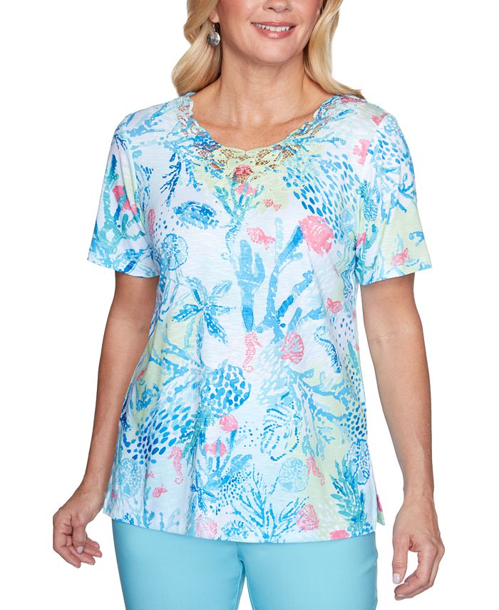 Camicia Alfred Dunner Con Ricami Uccelli - Elegante E Confortevole