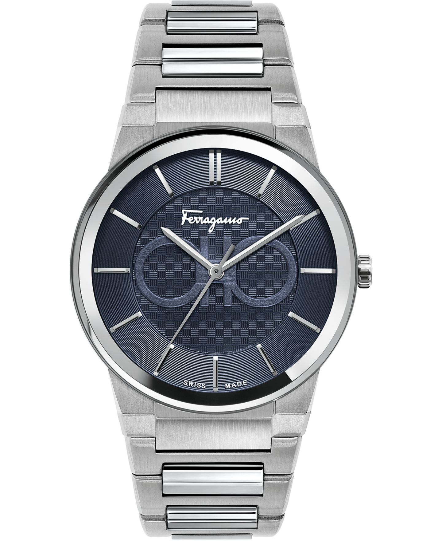 Мужские часы Ferragamo Swiss Sapphire Stainless Steel Bracelet Watch 41mm — фото 1