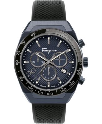 Ferragamo - Men's Swiss Chronograph SLX Black Caoutchouc Rubber Strap Watch 43mm