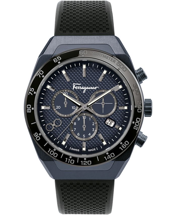 Salvatore Ferragamo - Men's Swiss Chronograph SLX Black Caoutchouc Rubber Strap Watch 43mm