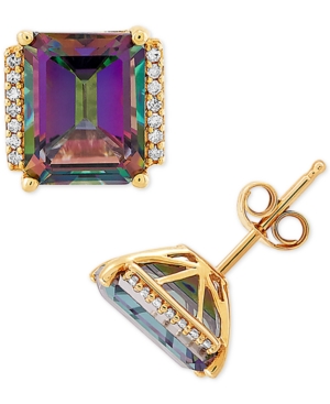 image of Mystic Topaz (5-3/4 ct. t.w.) & Diamond (1/10 ct. t.w.) Stud Earrings in 14k Gold