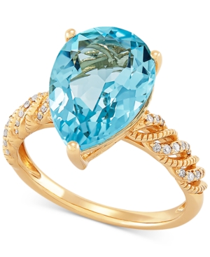 image of Blue Topaz (6-1/4 ct. t.w.) & Diamond (1/10 ct. t.w.) Ring in 14k Gold